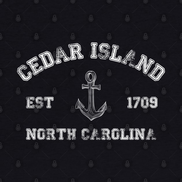 Cedar Island, North Carolina Vintage Nautical Anchor Retro by Contentarama